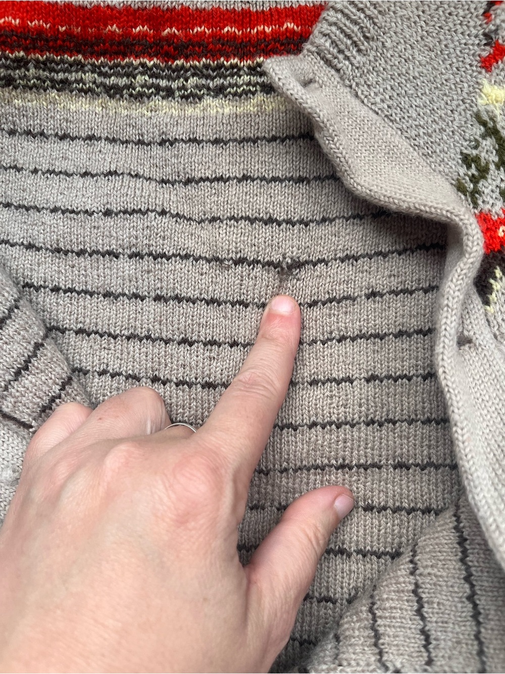 Women's Unbranded Wool Beige Fair Isle Button-Front Cardigan Cottagecore - Picture 6 of 13